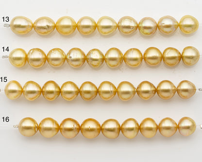 11-12mm Golden South Sea Pearl Short Strand with Minor Blemishes, Near Round and Natural Color Pearls for Jewelry Making, SKU # 3240GS