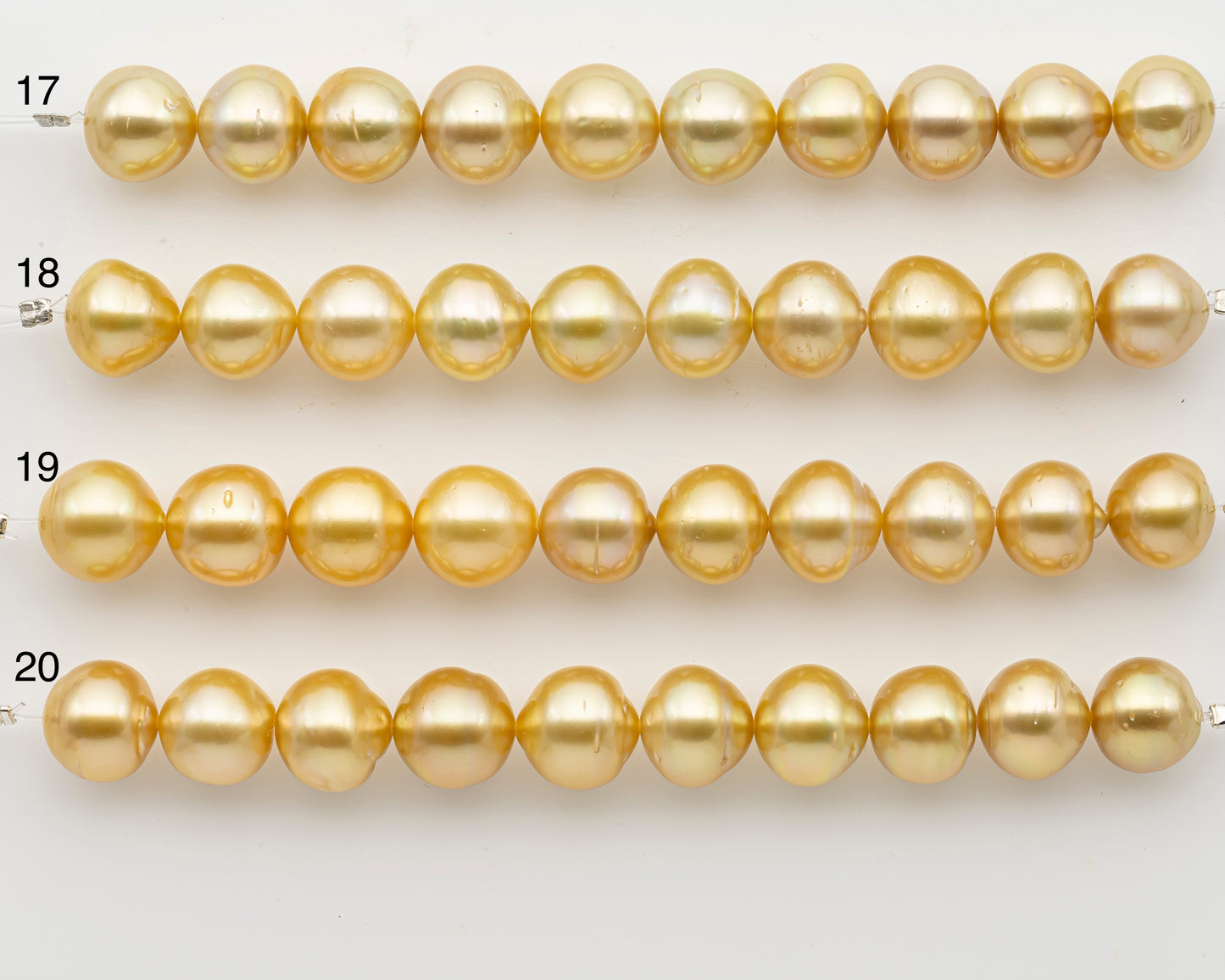 11-12mm Golden South Sea Pearl Short Strand with Minor Blemishes, Near Round and Natural Color Pearls for Jewelry Making, SKU # 3240GS