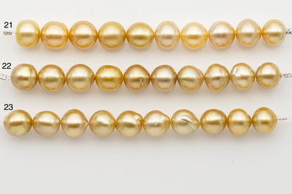 11-12mm Golden South Sea Pearl Short Strand with Minor Blemishes, Near Round and Natural Color Pearls for Jewelry Making, SKU # 3240GS