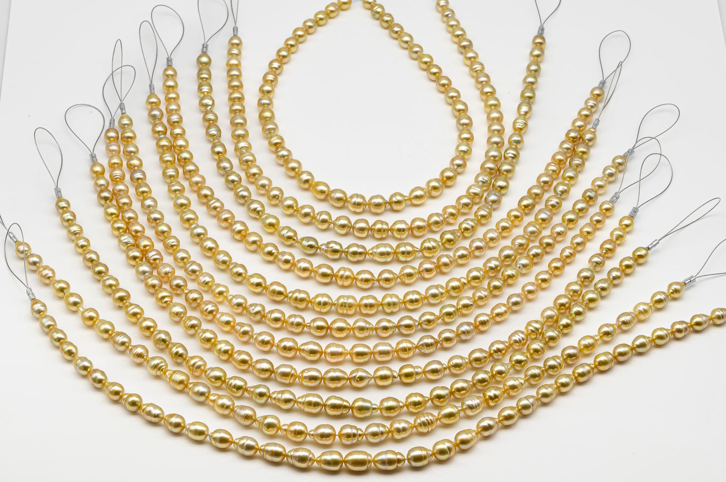8-10mm Golden South Sea Pearl with High Luster and Natural Color Pearls, for Jewelry Making, Full Strand, SKU # 3241GS