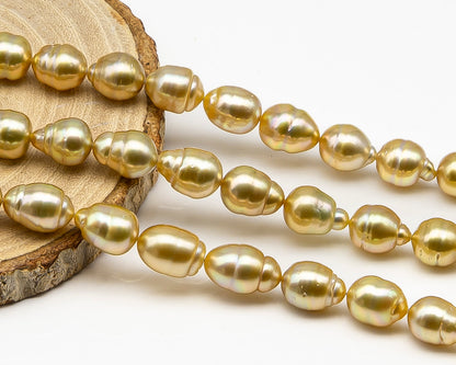 8-10mm Golden South Sea Pearl with High Luster and Natural Color Pearls, for Jewelry Making, Full Strand, SKU # 3241GS