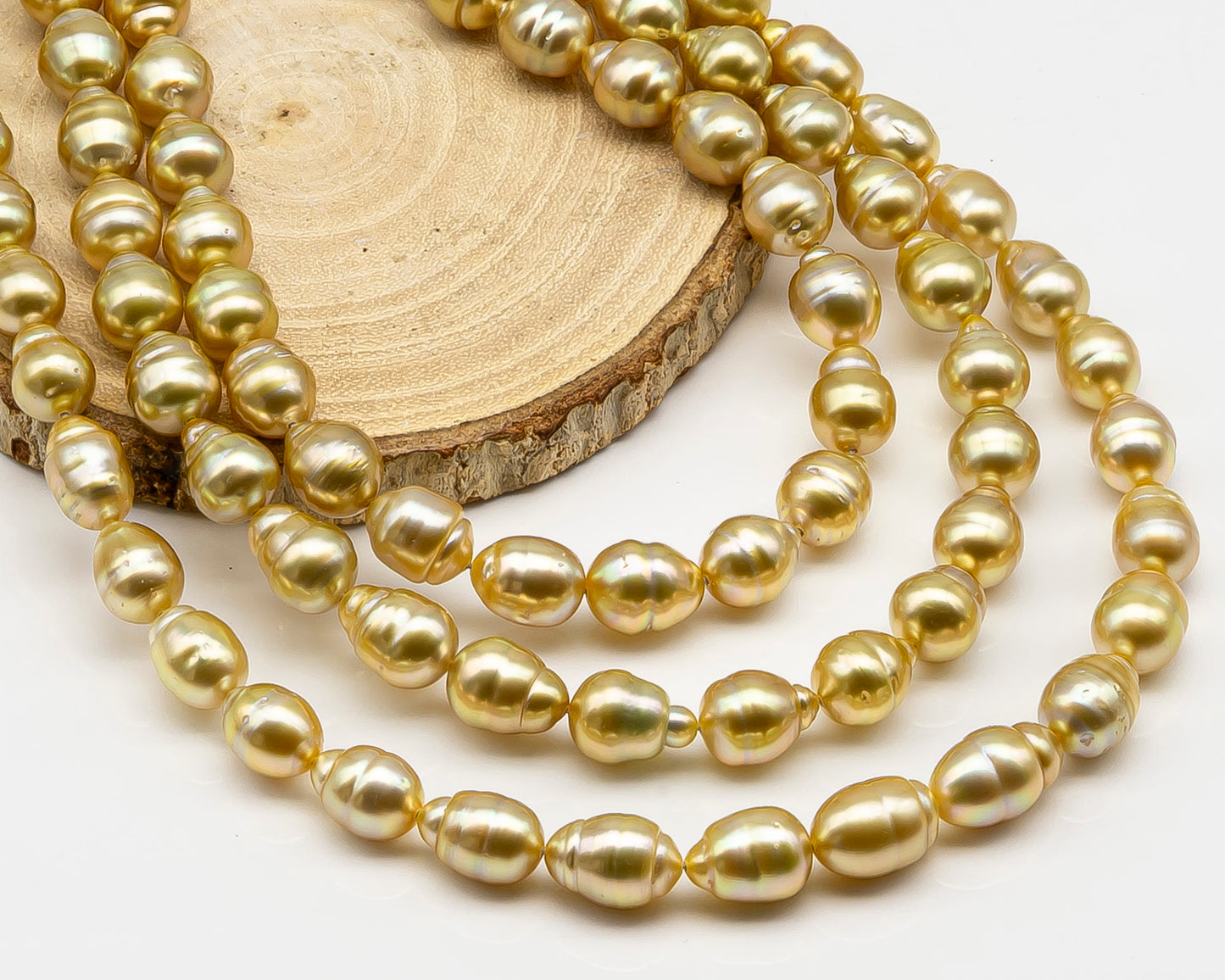 8-10mm Golden South Sea Pearl with High Luster and Natural Color Pearls, for Jewelry Making, Full Strand, SKU # 3241GS
