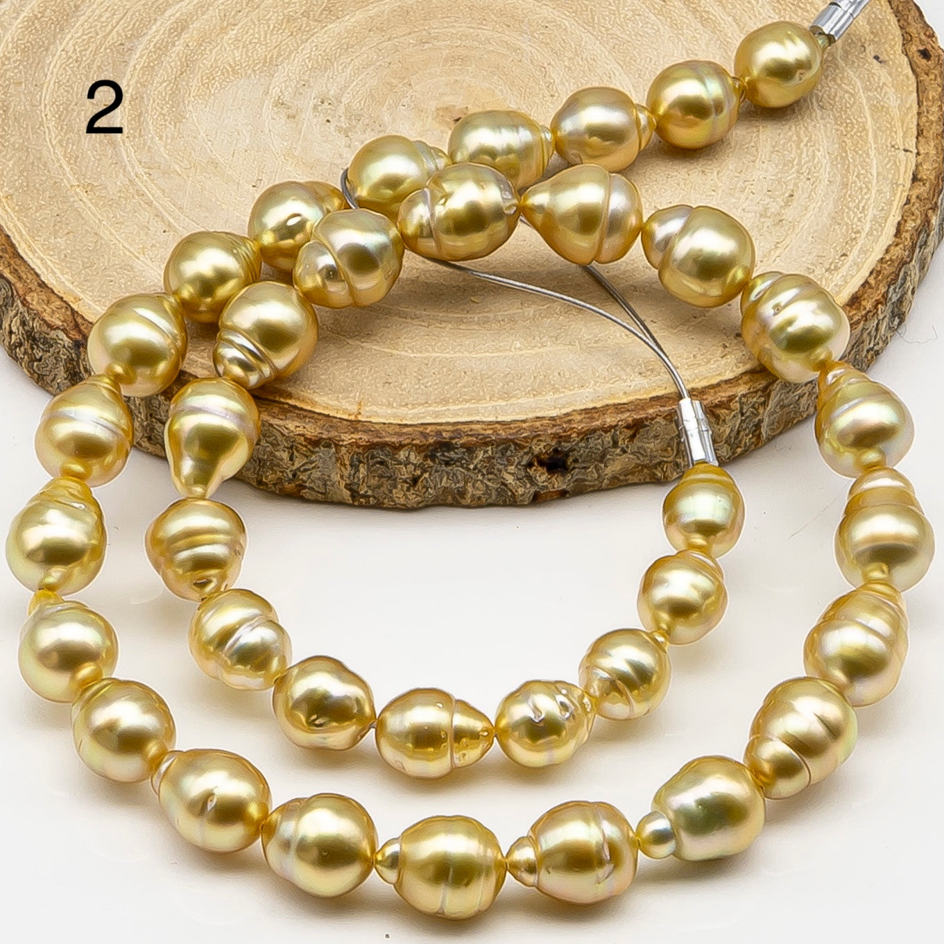 8-10mm Golden South Sea Pearl with High Luster and Natural Color Pearls, for Jewelry Making, Full Strand, SKU # 3241GS