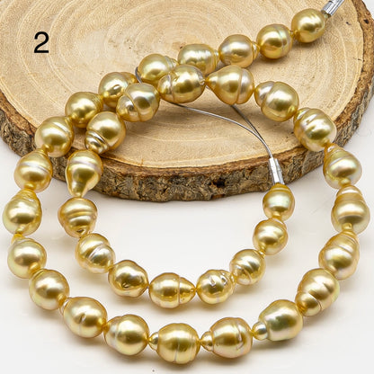 8-10mm Golden South Sea Pearl with High Luster and Natural Color Pearls, for Jewelry Making, Full Strand, SKU # 3241GS