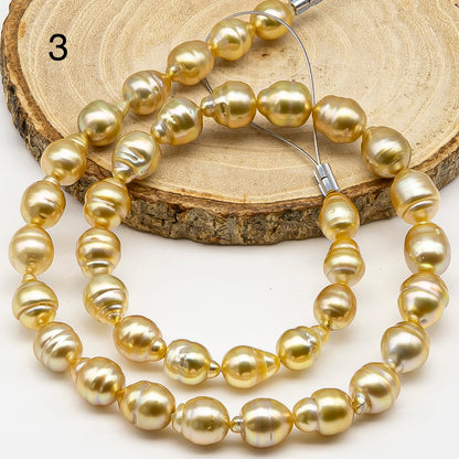 8-10mm Golden South Sea Pearl with High Luster and Natural Color Pearls, for Jewelry Making, Full Strand, SKU # 3241GS