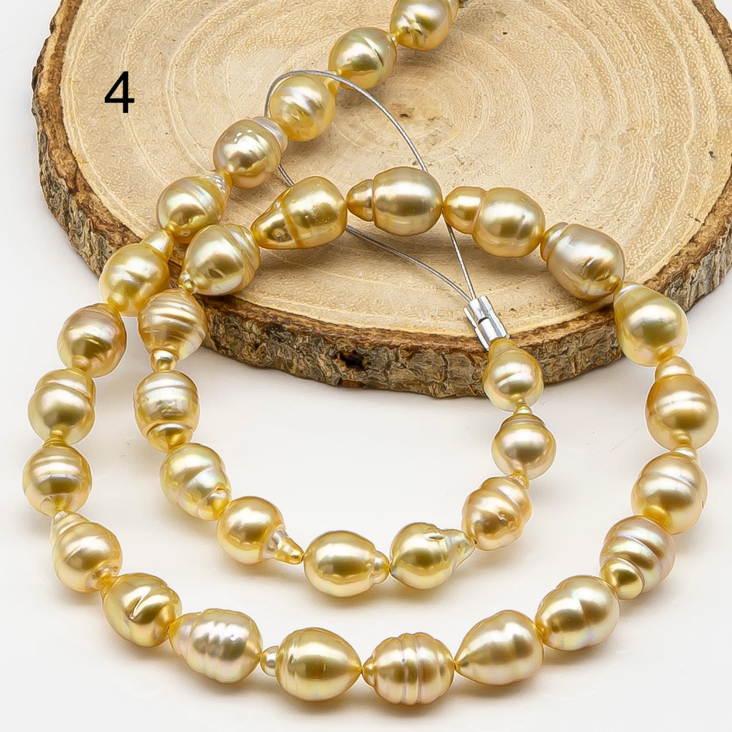 8-10mm Golden South Sea Pearl with High Luster and Natural Color Pearls, for Jewelry Making, Full Strand, SKU # 3241GS