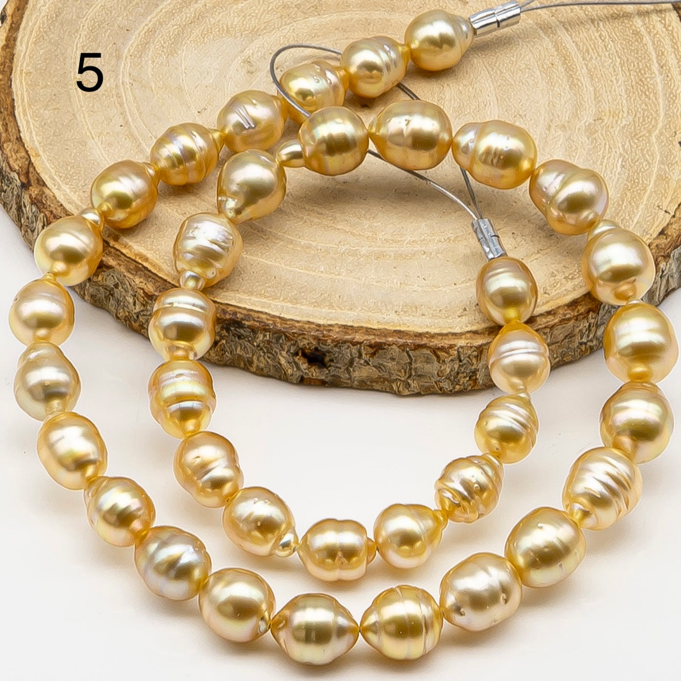 8-10mm Golden South Sea Pearl with High Luster and Natural Color Pearls, for Jewelry Making, Full Strand, SKU # 3241GS