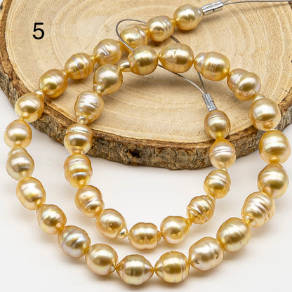 8-10mm Golden South Sea Pearl with High Luster and Natural Color Pearls, for Jewelry Making, Full Strand, SKU # 3241GS