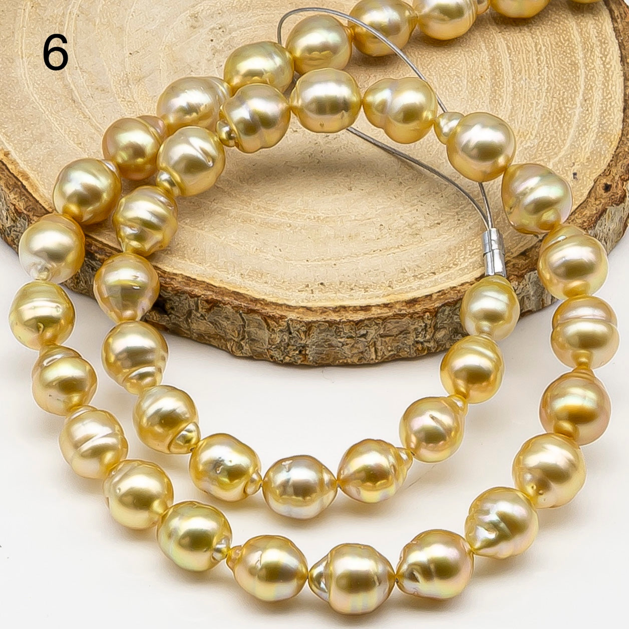 8-10mm Golden South Sea Pearl with High Luster and Natural Color Pearls, for Jewelry Making, Full Strand, SKU # 3241GS