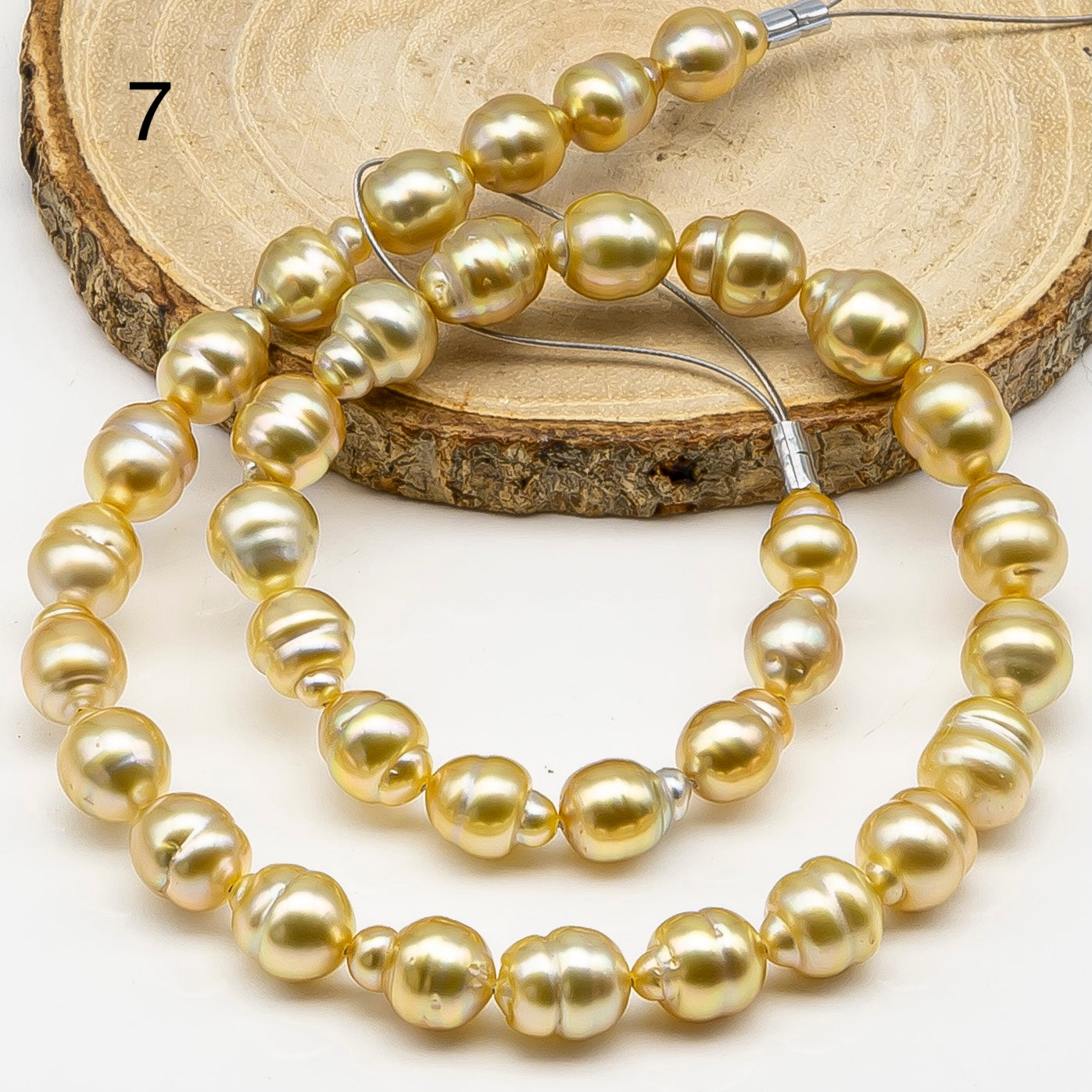 8-10mm Golden South Sea Pearl with High Luster and Natural Color Pearls, for Jewelry Making, Full Strand, SKU # 3241GS