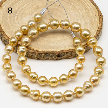 8-10mm Golden South Sea Pearl with High Luster and Natural Color Pearls, for Jewelry Making, Full Strand, SKU # 3241GS