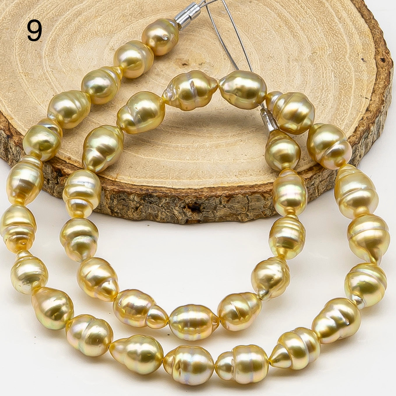 8-10mm Golden South Sea Pearl with High Luster and Natural Color Pearls, for Jewelry Making, Full Strand, SKU # 3241GS