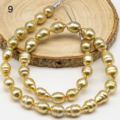 8-10mm Golden South Sea Pearl with High Luster and Natural Color Pearls, for Jewelry Making, Full Strand, SKU # 3241GS