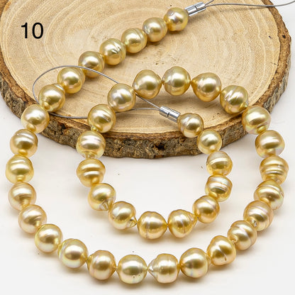 8-10mm Golden South Sea Pearl with High Luster and Natural Color Pearls, for Jewelry Making, Full Strand, SKU # 3241GS