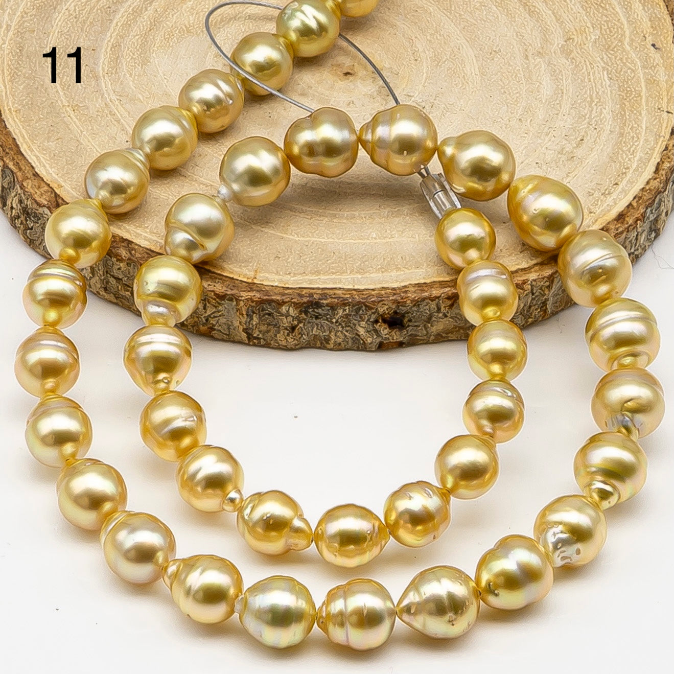 8-10mm Golden South Sea Pearl with High Luster and Natural Color Pearls, for Jewelry Making, Full Strand, SKU # 3241GS