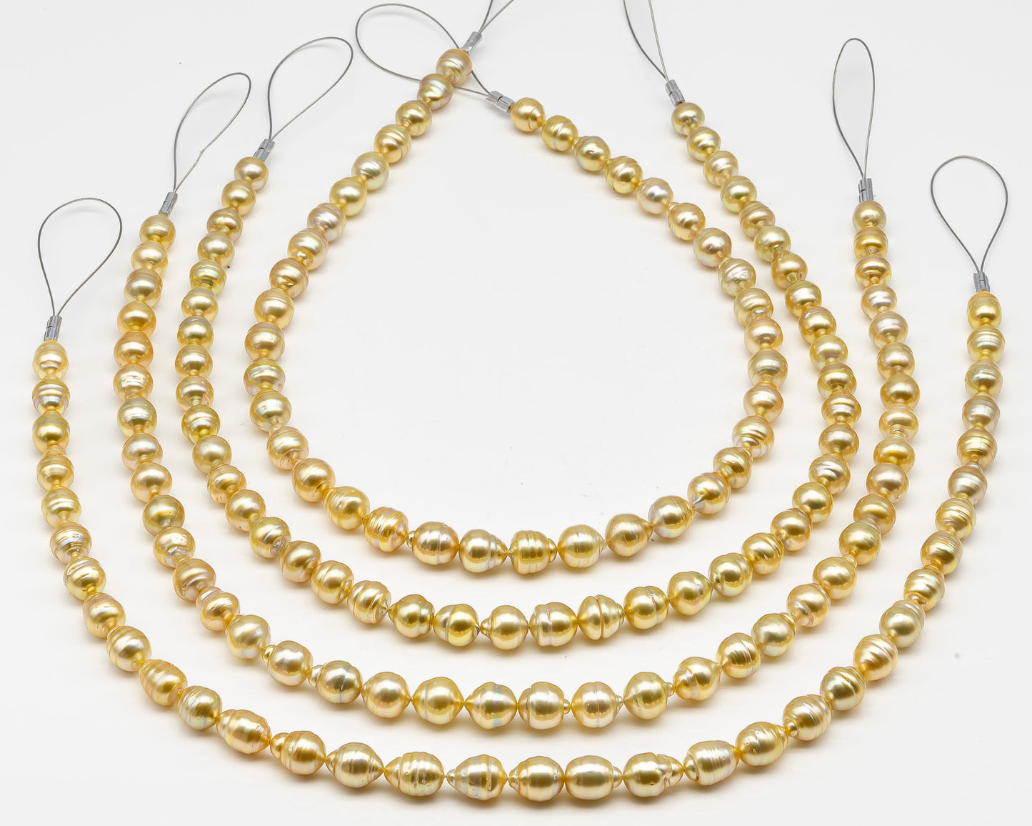 8-10mm Golden South Sea Pearl with High Luster and Natural Color Pearls, for Jewelry Making, Full Strand, SKU # 3242GS