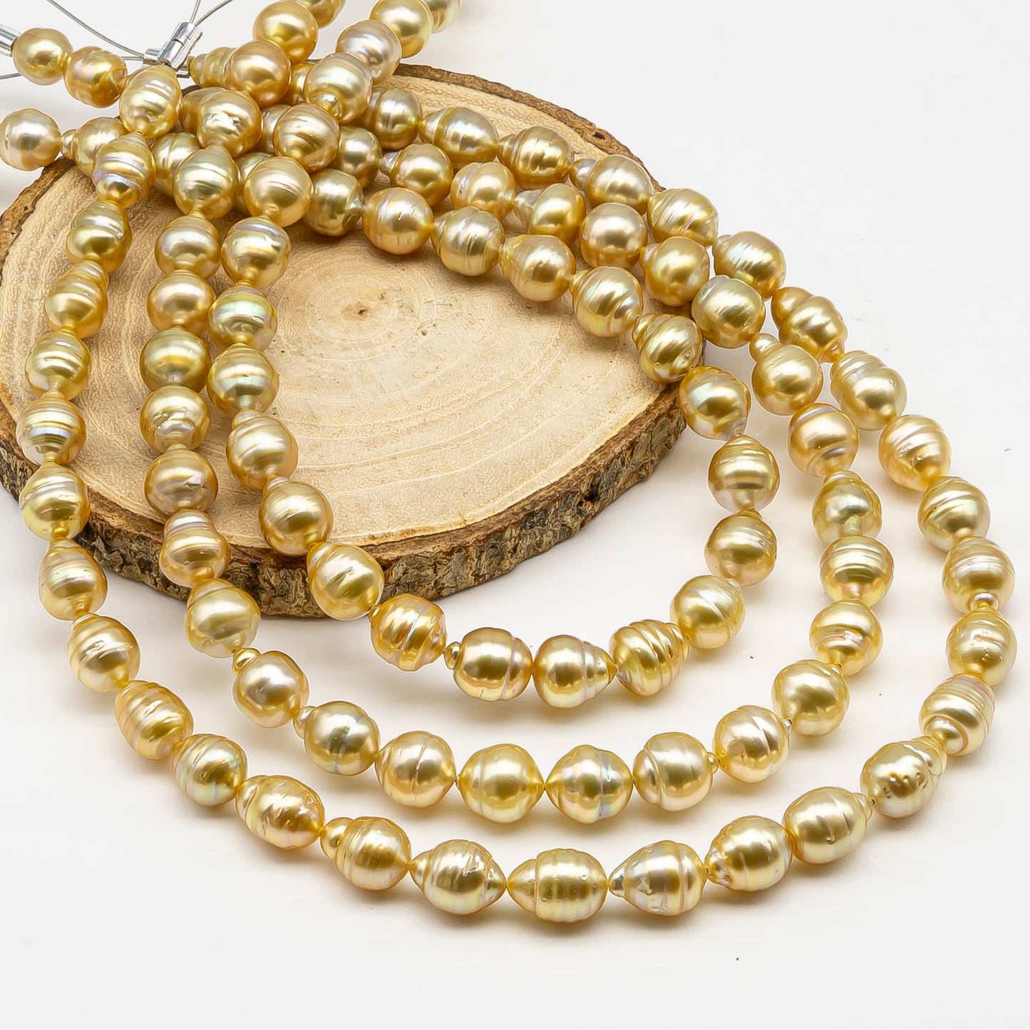 8-10mm Golden South Sea Pearl with High Luster and Natural Color Pearls, for Jewelry Making, Full Strand, SKU # 3242GS