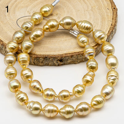 8-10mm Golden South Sea Pearl with High Luster and Natural Color Pearls, for Jewelry Making, Full Strand, SKU # 3242GS