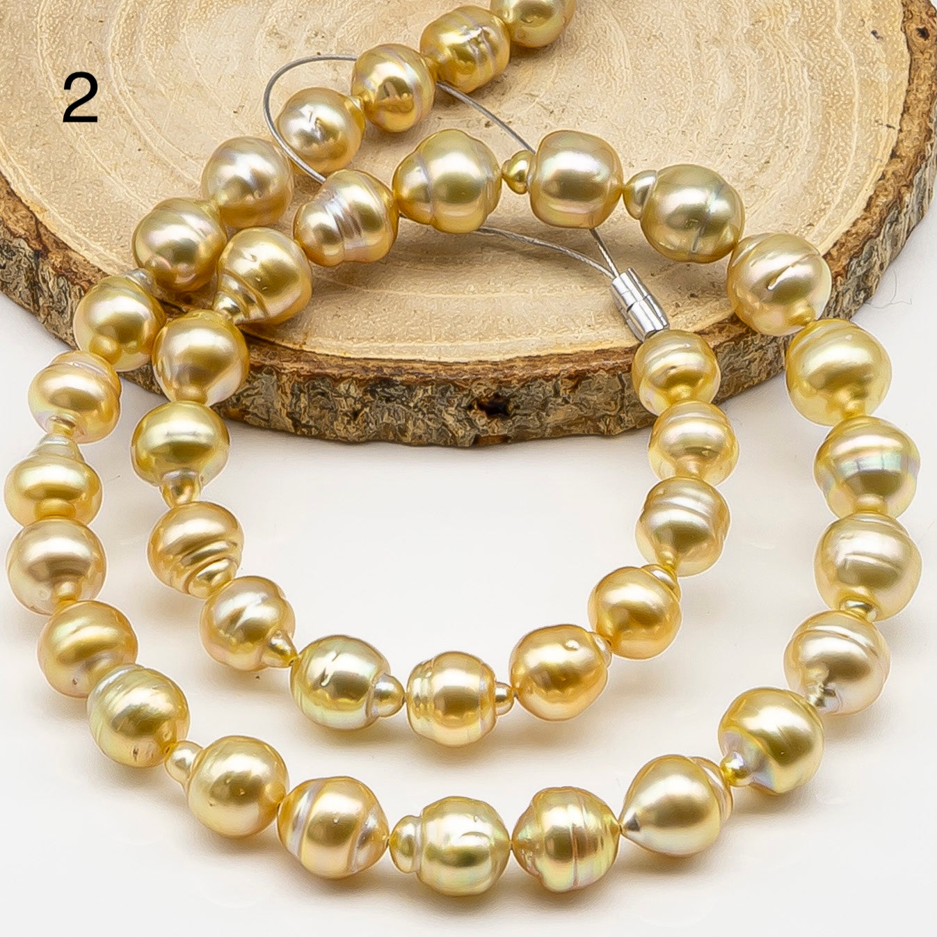 8-10mm Golden South Sea Pearl with High Luster and Natural Color Pearls, for Jewelry Making, Full Strand, SKU # 3242GS