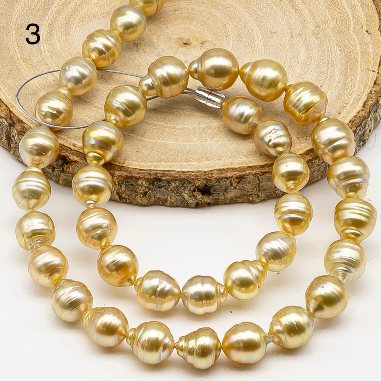 8-10mm Golden South Sea Pearl with High Luster and Natural Color Pearls, for Jewelry Making, Full Strand, SKU # 3242GS