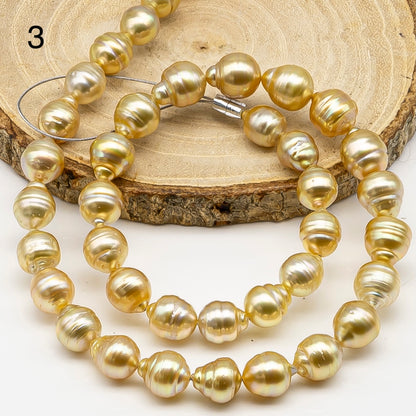 8-10mm Golden South Sea Pearl with High Luster and Natural Color Pearls, for Jewelry Making, Full Strand, SKU # 3242GS