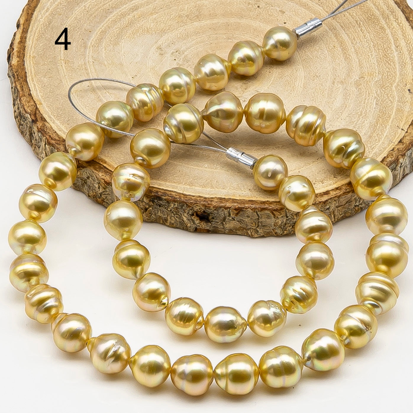 8-10mm Golden South Sea Pearl with High Luster and Natural Color Pearls, for Jewelry Making, Full Strand, SKU # 3242GS