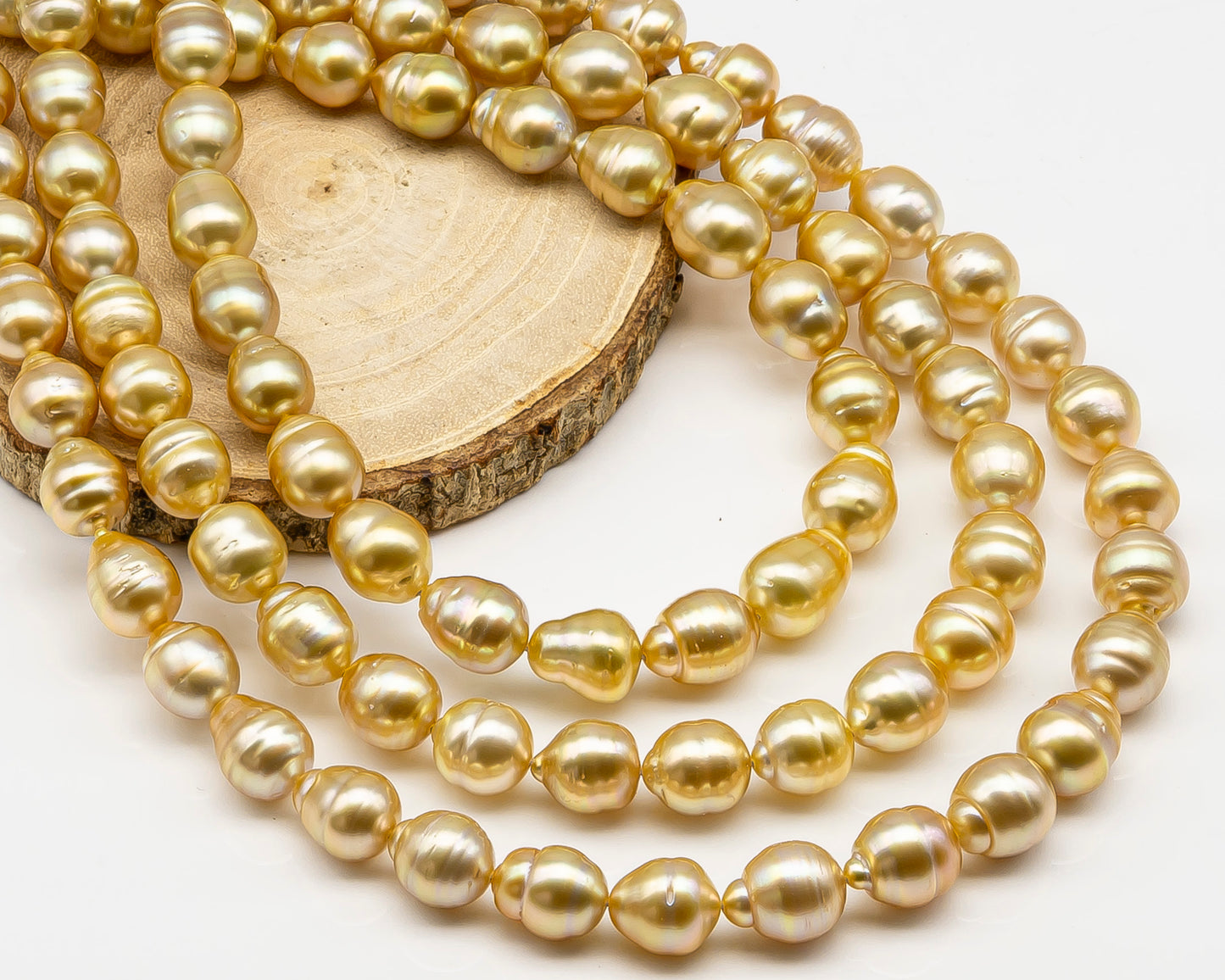 10-12mm Golden South Sea Pearl with High Luster and Natural Color Pearls, for Jewelry Making, Full Strand, SKU # 3243GS