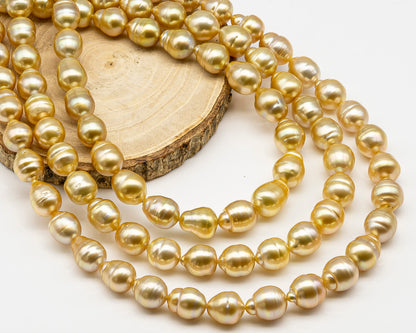 10-12mm Golden South Sea Pearl with High Luster and Natural Color Pearls, for Jewelry Making, Full Strand, SKU # 3243GS