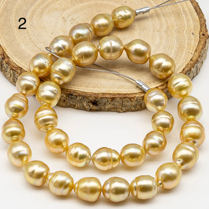10-12mm Golden South Sea Pearl with High Luster and Natural Color Pearls, for Jewelry Making, Full Strand, SKU # 3243GS