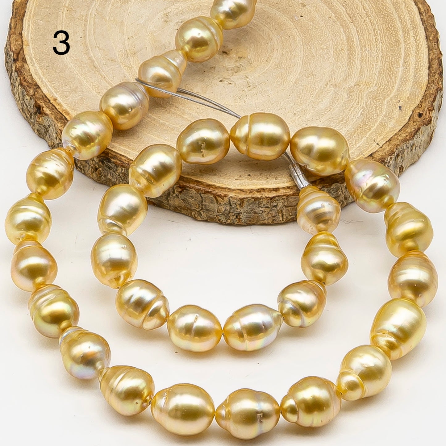 10-12mm Golden South Sea Pearl with High Luster and Natural Color Pearls, for Jewelry Making, Full Strand, SKU # 3243GS