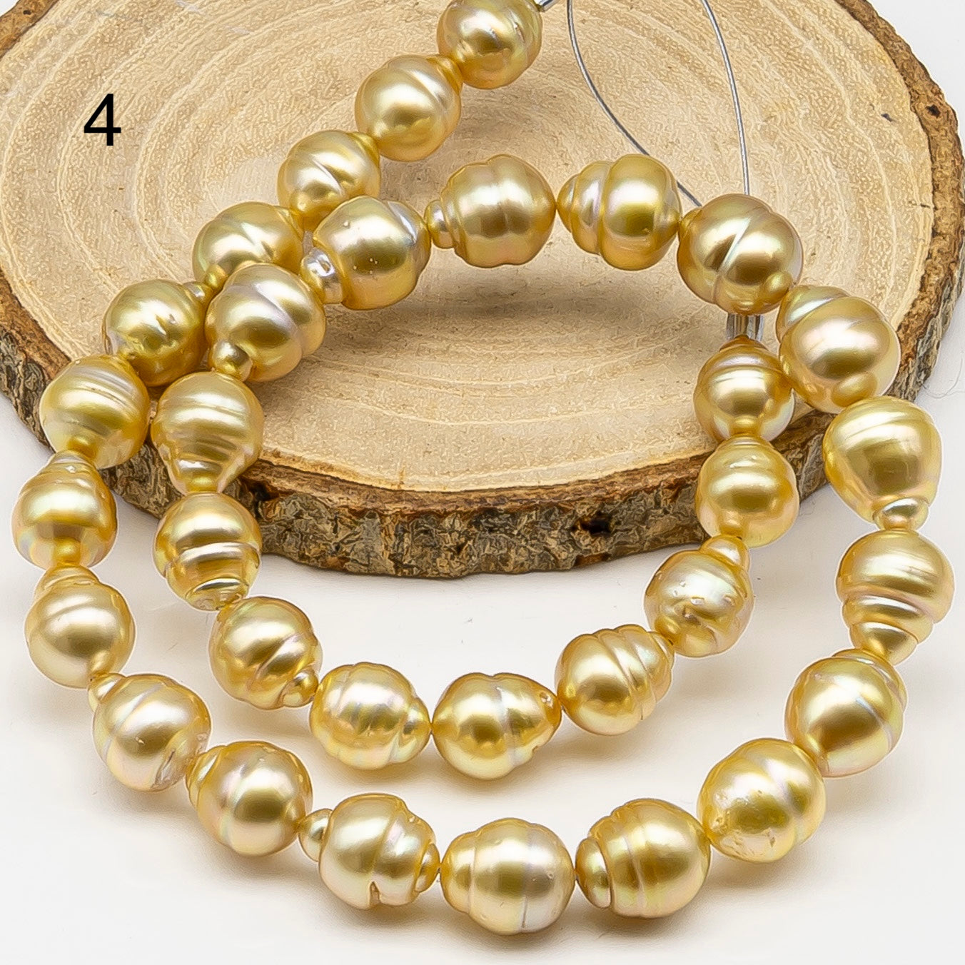 10-12mm Golden South Sea Pearl with High Luster and Natural Color Pearls, for Jewelry Making, Full Strand, SKU # 3243GS