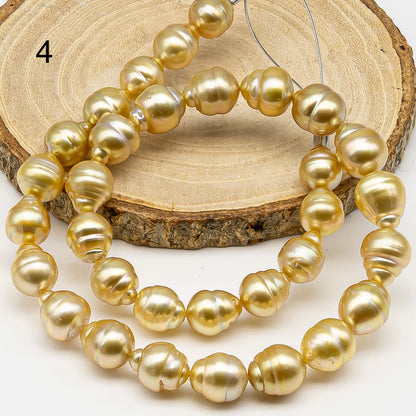 10-12mm Golden South Sea Pearl with High Luster and Natural Color Pearls, for Jewelry Making, Full Strand, SKU # 3243GS