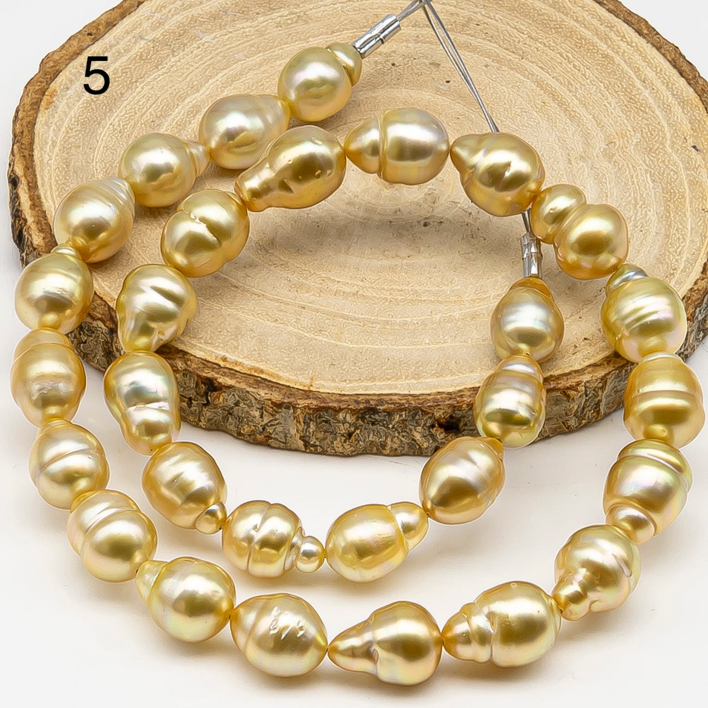 10-12mm Golden South Sea Pearl with High Luster and Natural Color Pearls, for Jewelry Making, Full Strand, SKU # 3243GS