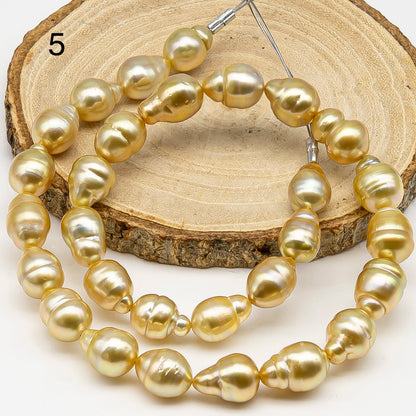 10-12mm Golden South Sea Pearl with High Luster and Natural Color Pearls, for Jewelry Making, Full Strand, SKU # 3243GS
