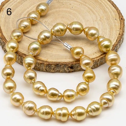 10-12mm Golden South Sea Pearl with High Luster and Natural Color Pearls, for Jewelry Making, Full Strand, SKU # 3243GS