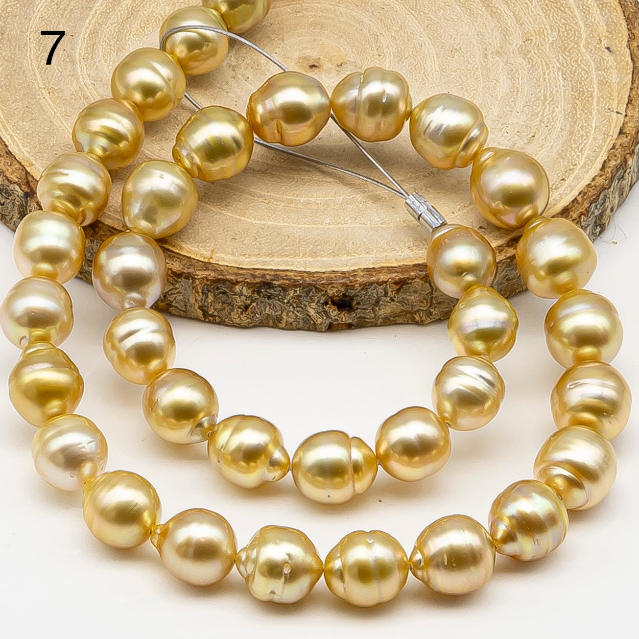 10-12mm Golden South Sea Pearl with High Luster and Natural Color Pearls, for Jewelry Making, Full Strand, SKU # 3243GS
