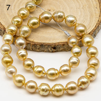 10-12mm Golden South Sea Pearl with High Luster and Natural Color Pearls, for Jewelry Making, Full Strand, SKU # 3243GS