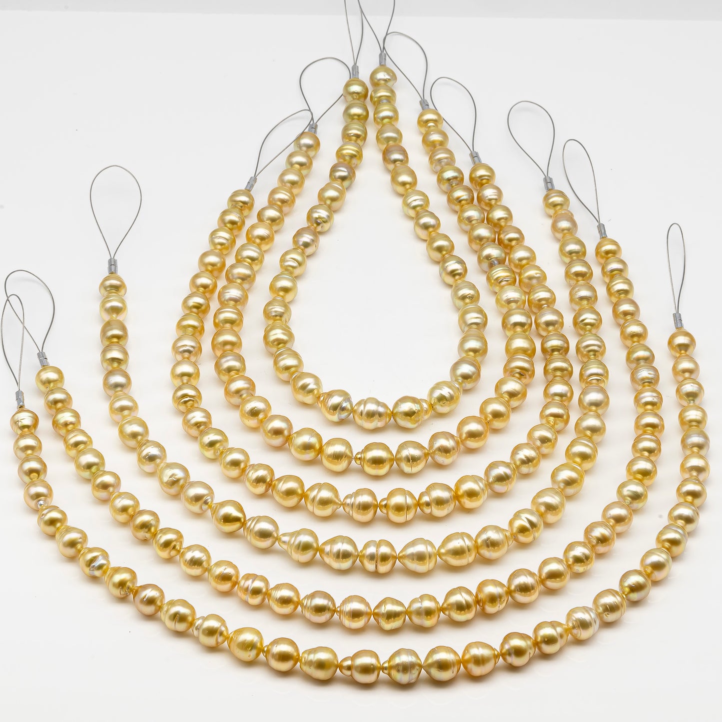 10-12mm Golden South Sea Pearl with High Luster and Natural Color Pearls, for Jewelry Making, Full Strand, SKU # 3244GS