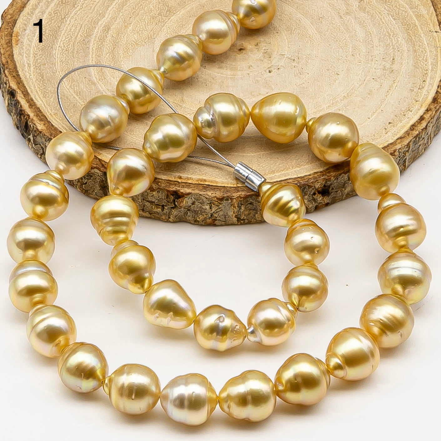 10-12mm Golden South Sea Pearl with High Luster and Natural Color Pearls, for Jewelry Making, Full Strand, SKU # 3244GS