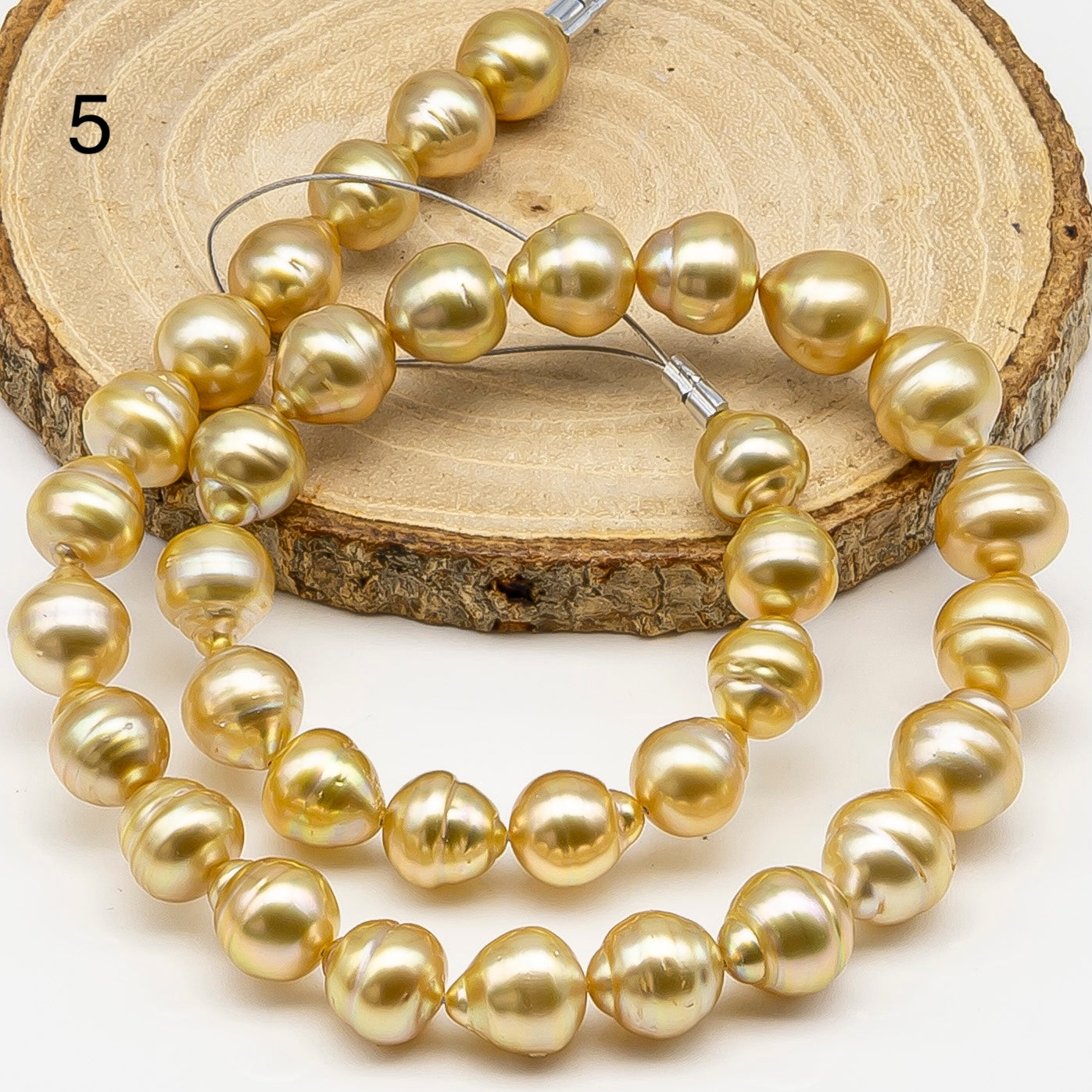 10-12mm Golden South Sea Pearl with High Luster and Natural Color Pearls, for Jewelry Making, Full Strand, SKU # 3244GS