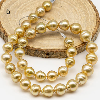 10-12mm Golden South Sea Pearl with High Luster and Natural Color Pearls, for Jewelry Making, Full Strand, SKU # 3244GS