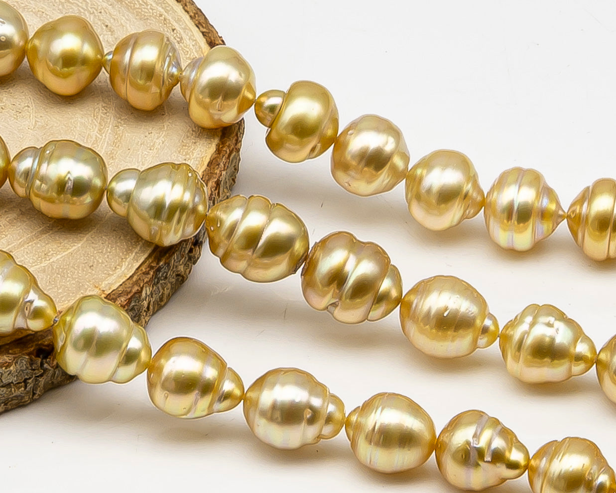 10-12mm Golden South Sea Pearl with High Luster and Natural Color Pearls, for Jewelry Making, Full Strand, SKU # 3245GS