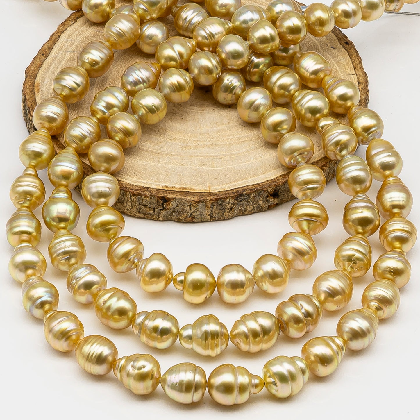 10-12mm Golden South Sea Pearl with High Luster and Natural Color Pearls, for Jewelry Making, Full Strand, SKU # 3245GS