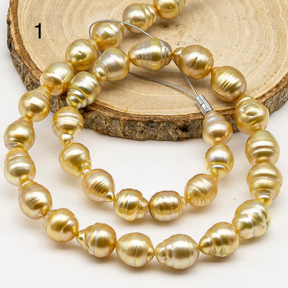 10-12mm Golden South Sea Pearl with High Luster and Natural Color Pearls, for Jewelry Making, Full Strand, SKU # 3245GS