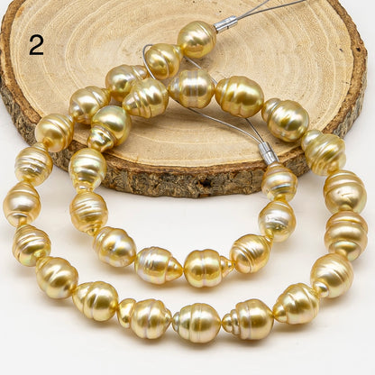 10-12mm Golden South Sea Pearl with High Luster and Natural Color Pearls, for Jewelry Making, Full Strand, SKU # 3245GS