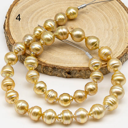 10-12mm Golden South Sea Pearl with High Luster and Natural Color Pearls, for Jewelry Making, Full Strand, SKU # 3245GS