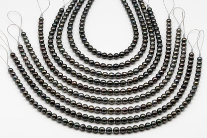 8-9mm Tahitian Pearl in Full Strand, Natural Colors , Temporarily Strung Black Pearls for Jewelry Making, SKU # 3246TH
