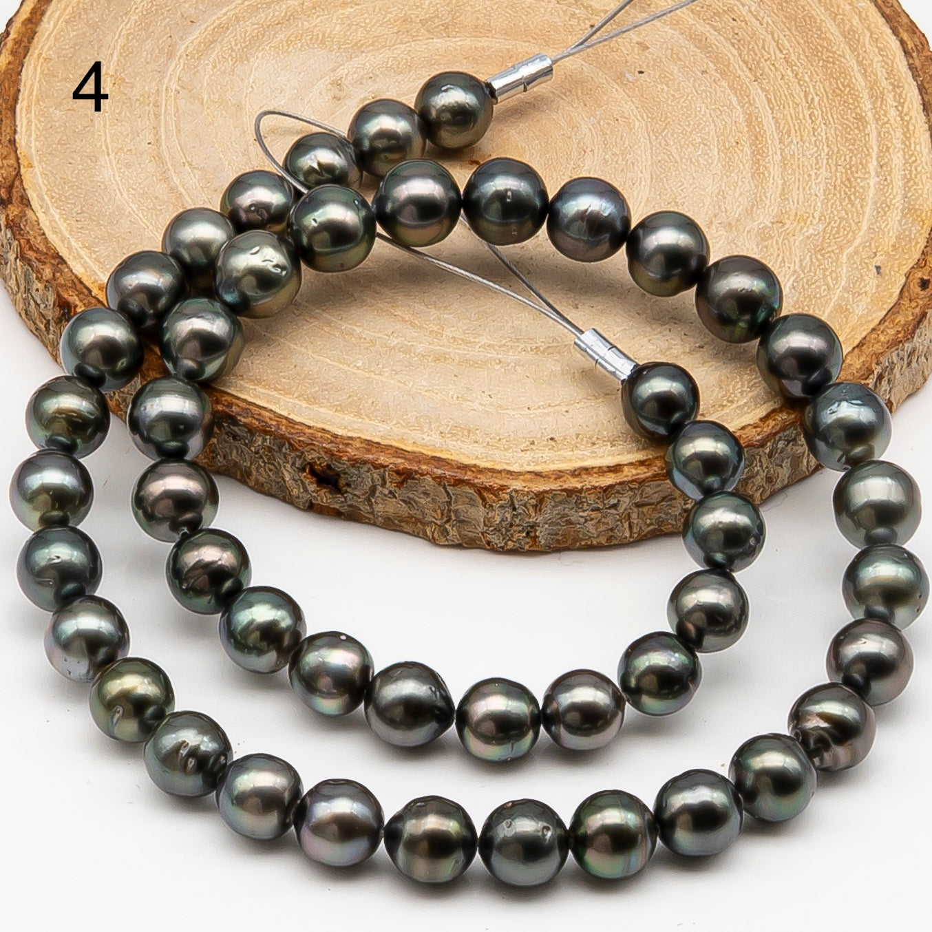 8-9mm Tahitian Pearl in Full Strand, Natural Colors , Temporarily Strung Black Pearls for Jewelry Making, SKU # 3246TH