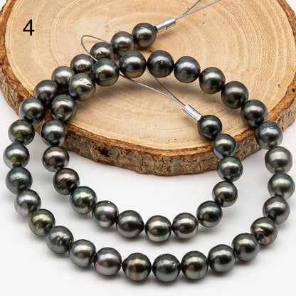 8-9mm Tahitian Pearl in Full Strand, Natural Colors , Temporarily Strung Black Pearls for Jewelry Making, SKU # 3246TH
