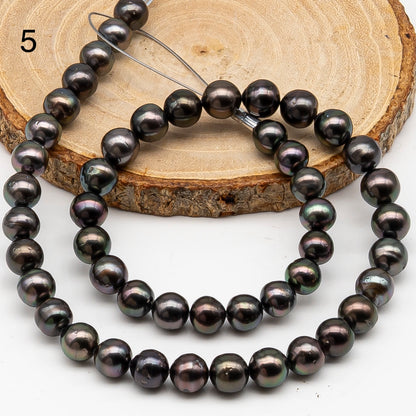 8-9mm Tahitian Pearl in Full Strand, Natural Colors , Temporarily Strung Black Pearls for Jewelry Making, SKU # 3246TH
